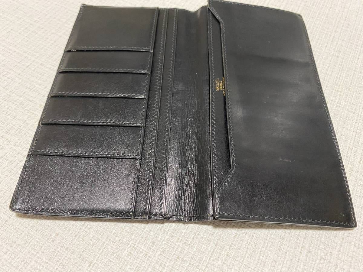 美品 HERMESエルメスMC2フレミング素敵な本革長財布黒色カードケース