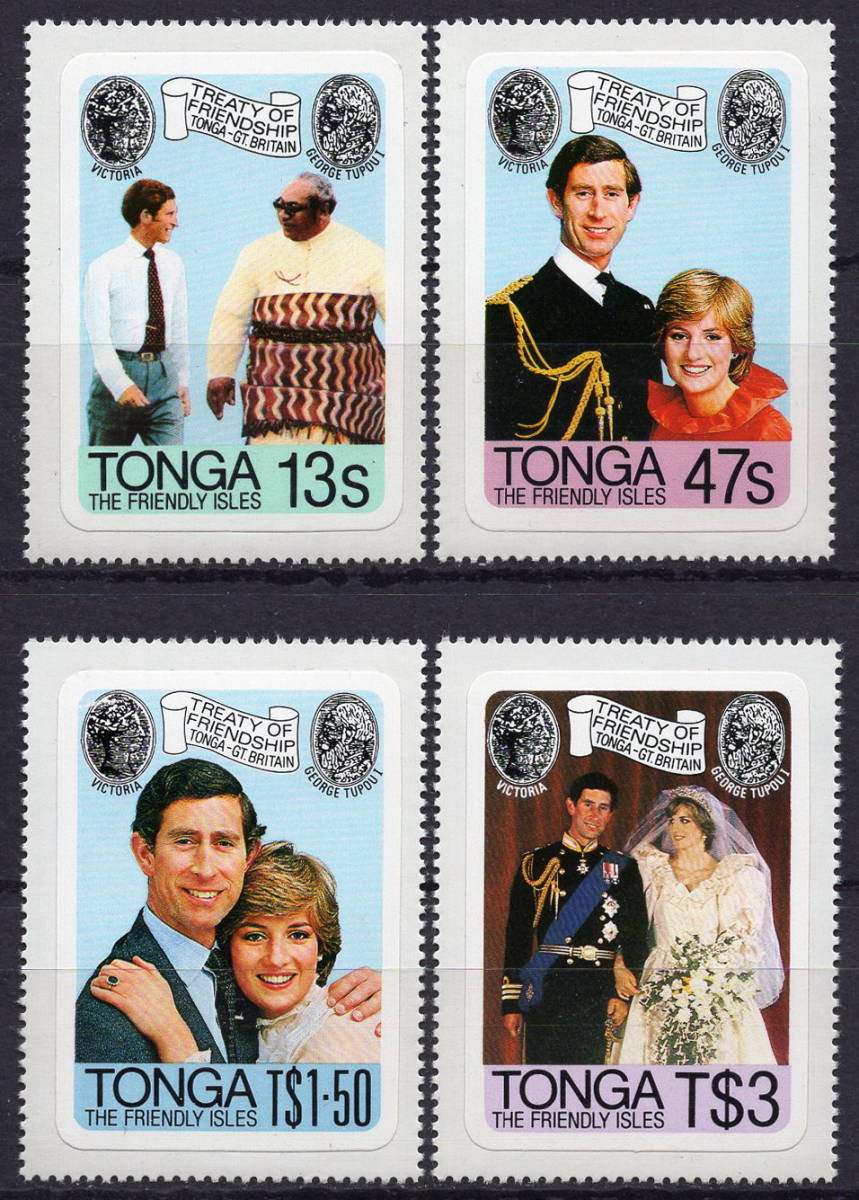 *1981 year ton ga- [ Charles ... Diana. wedding / ton ga- Britain. .. article approximately ]4 kind . unused (NH)(SC#485-488)*ZO-197