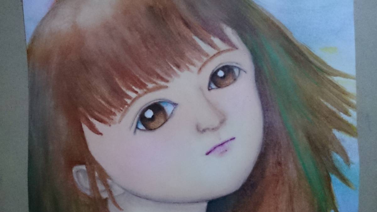 ヤフオク B5サイズオリジナル手描きイラスト 振り向く少女 ヤフオク B5サイズオリジナル手描きイラスト 振り向く少女