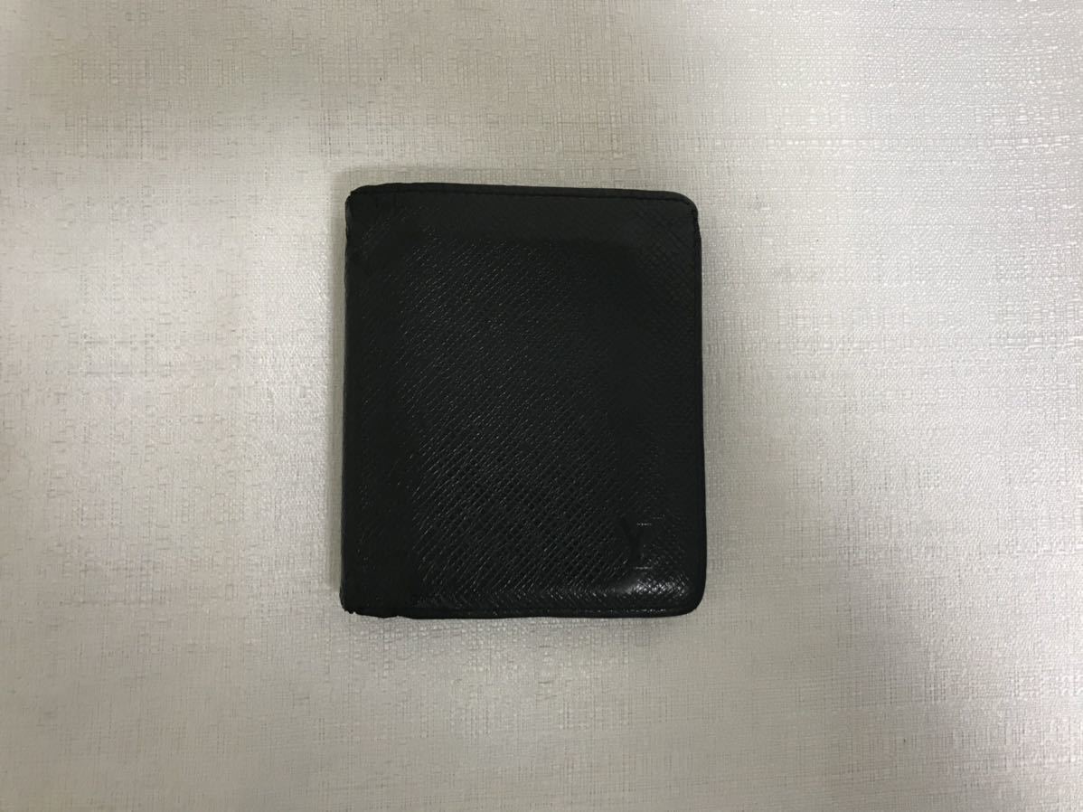 本物ルイヴィトンLVタイガ二つ折りミニコンパクト財布サイフ札入れ黒ブラックメンズレディース旅行トラベルビジネススーツカードケース