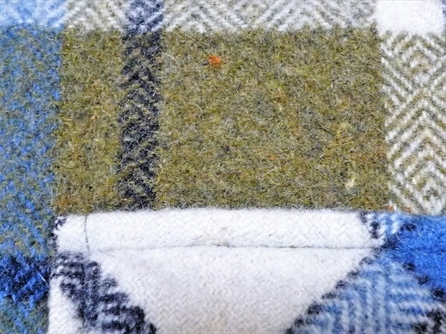 70’ｓ　ビンテージ　C.P.O.　ウールシャツ　長袖　ジャケット　アンカーボタン　EXBROOK INC　群青色×カーキ×白×水色　チェック柄　M_画像5