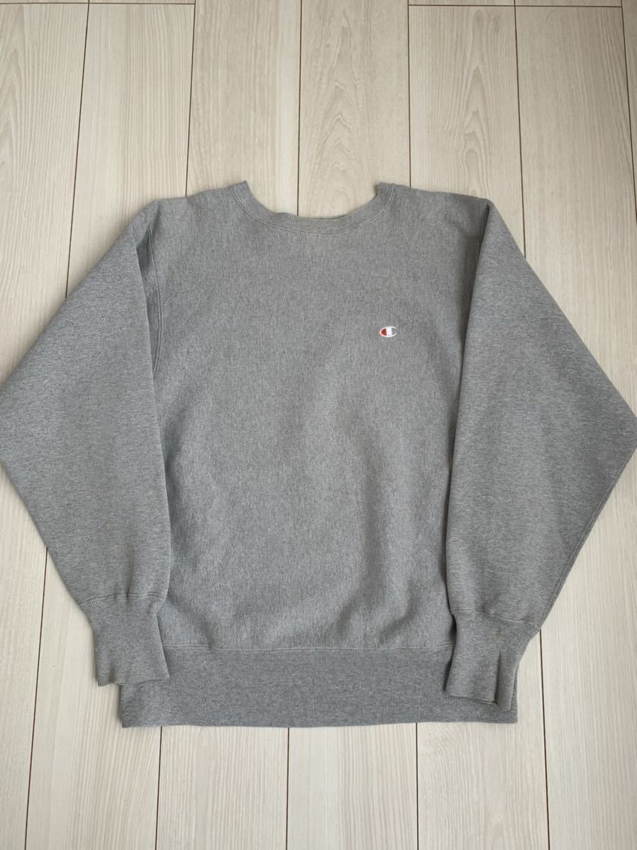 90s L 希少色 チャンピオン リバース Champion USA製 ビンテージ 無地 目無し 単色 REVERSE WEAVE ねずみ色_画像1