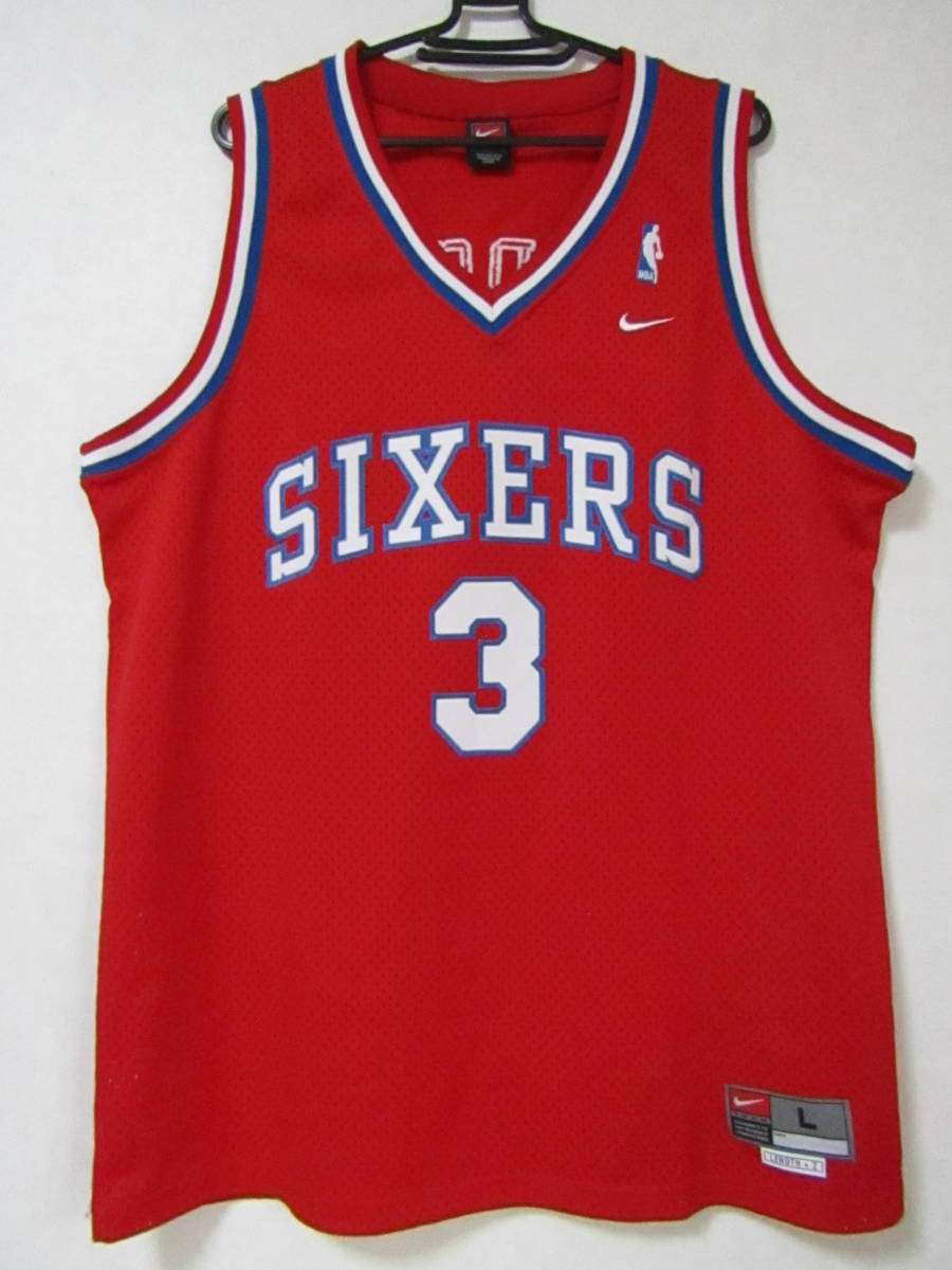 良品 NBA 76ers IVERSON アレン・アイバーソン NIKE製 SIXERS シクサーズ ナイキ ユニフォーム ジャージ ゲームシャツ 刺繍
