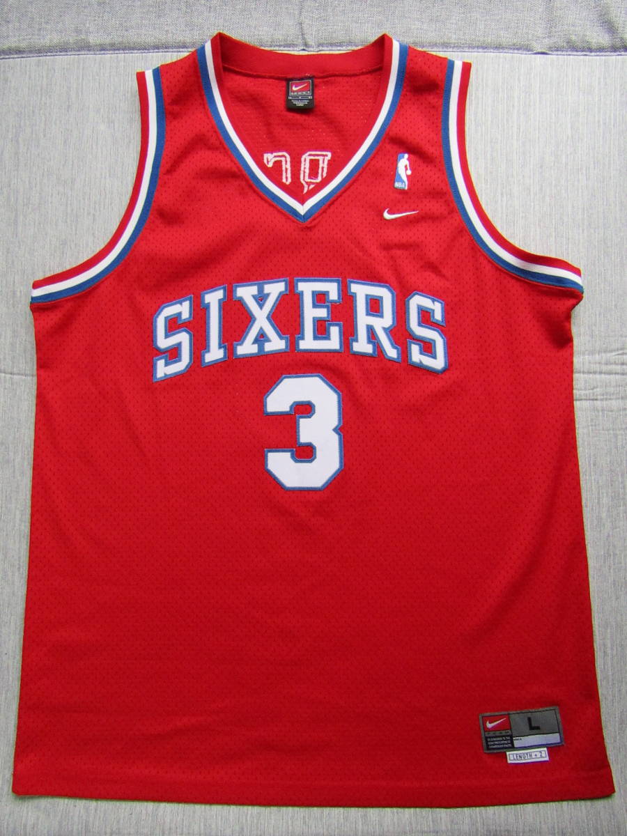 ■良品 NBA 76ers IVERSON　アレン・アイバーソン　NIKE製　SIXERS シクサーズ　ナイキ　ユニフォーム　ジャージ　ゲームシャツ　 刺繍