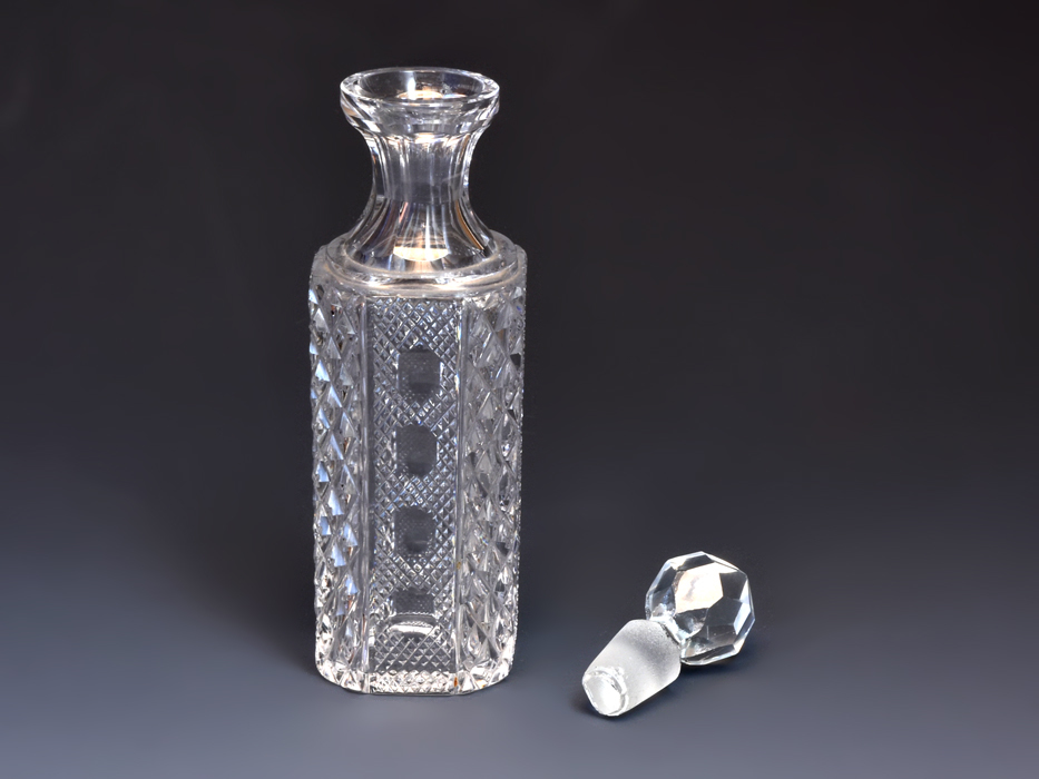 英国 アンティーク クリスタル カット ガラス ボトル 香水瓶 硝子 ガラス工芸 西洋美術 現代工芸　b9736k_画像2