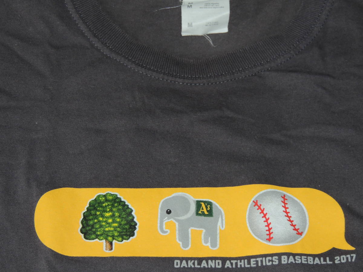 Used MLB オークランド・アスレチックス 絵文字Tシャツ(M)使用感有り。球場配布非売品, Oakland Athletics_画像1