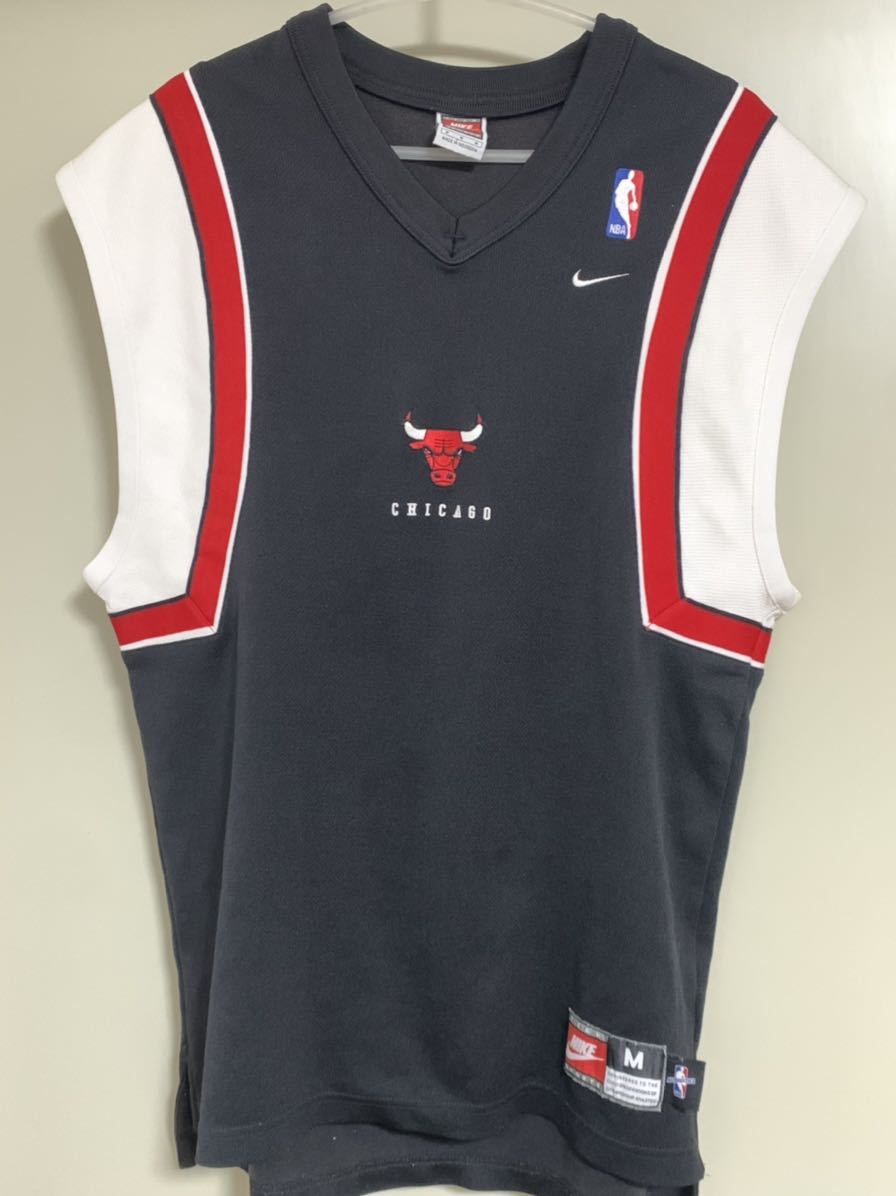 90's NIKE NBA オーセンティックシューティングシャツ ナイキ シカゴブルズ ウォームアップ Chicago Bulls Jordan ジョーダン_画像1