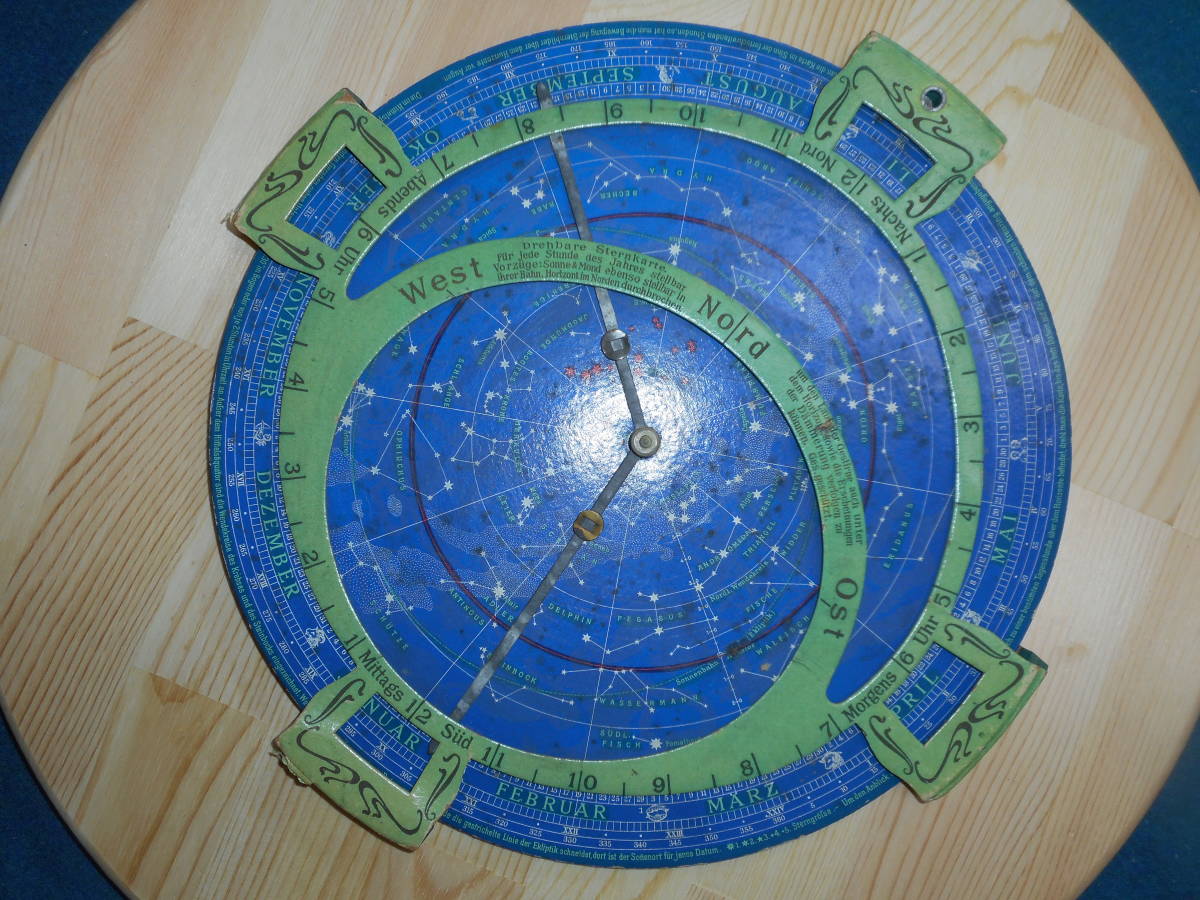 即決アンティーク、天球図、天文、星座早見盤、、星図、星座図絵1900年初頭『ドイツ星座早見盤』Star map, Planisphere, Celestial atlas