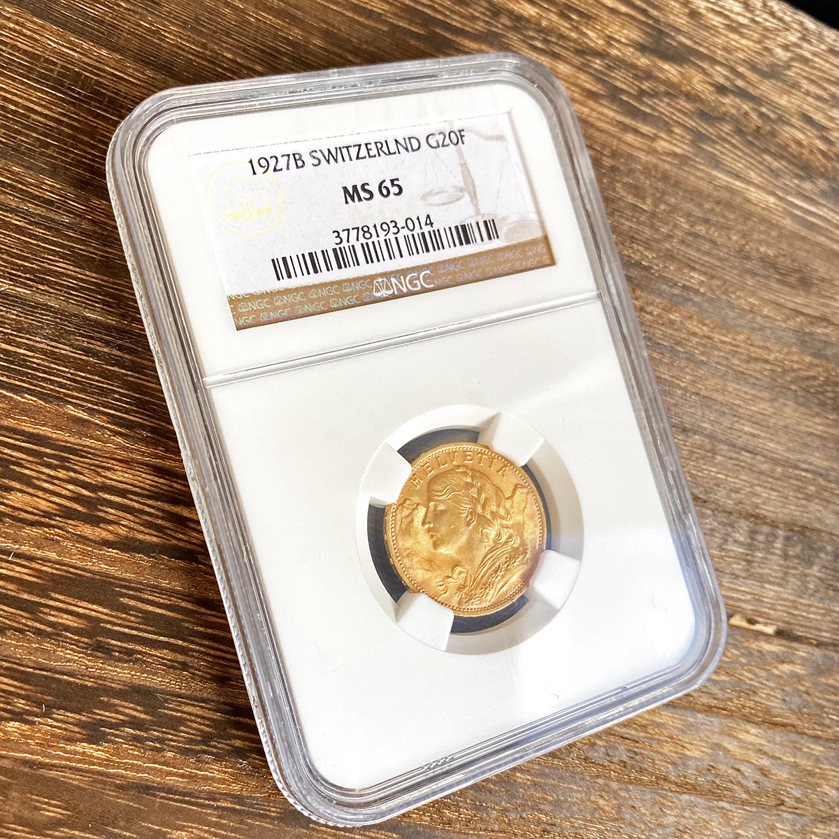 1927B　スイス　アルプスの少女　20フラン　コイン　MS65　ヘルベティア　ブレネリ　NGC　ミント　アンティーク　金貨