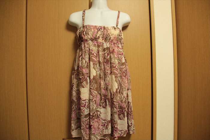 * several times put on!4WAYpeiz Lee pattern Cami dress pink series size М/used*