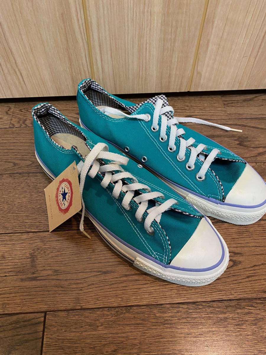 送料込み　デッドストック 90s USA製 CONVERSE ALL STAR LOW TECHNO TEAL ビンテージ アメリカ米国製 ALLSTARオールスター