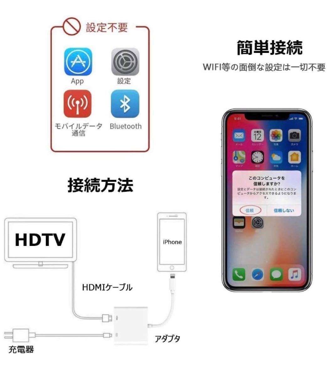 ◆新品◆ iPhone HDMI 変換アダプタ ライトニング 接続ケーブル 