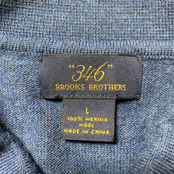 ブルックスブラザーズ メリノウール ポロニットセーター 青系 (L) BROOKS BROTHERS 346_画像7