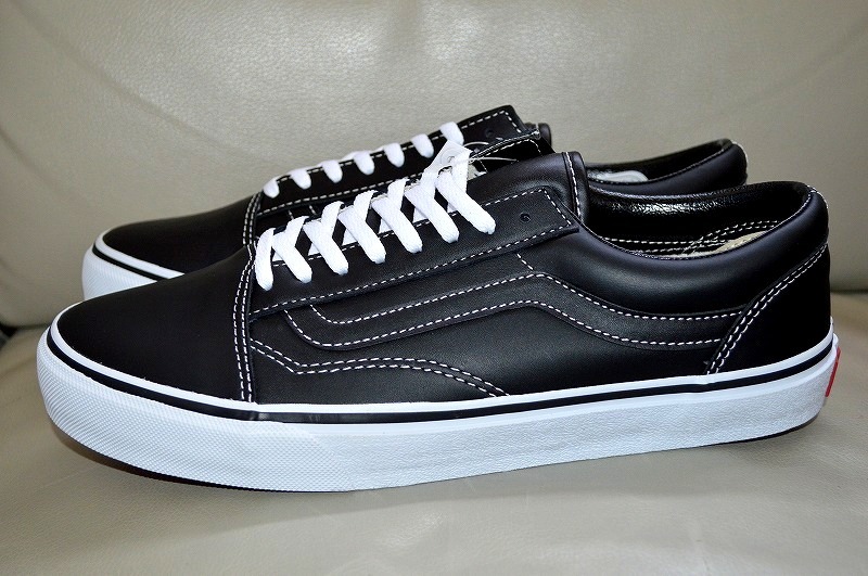 新品未使用 VANS バンズ レザー OLD SKOOL オールドスクール ブラック 黒 白 US9 27センチ 送料無料_画像4