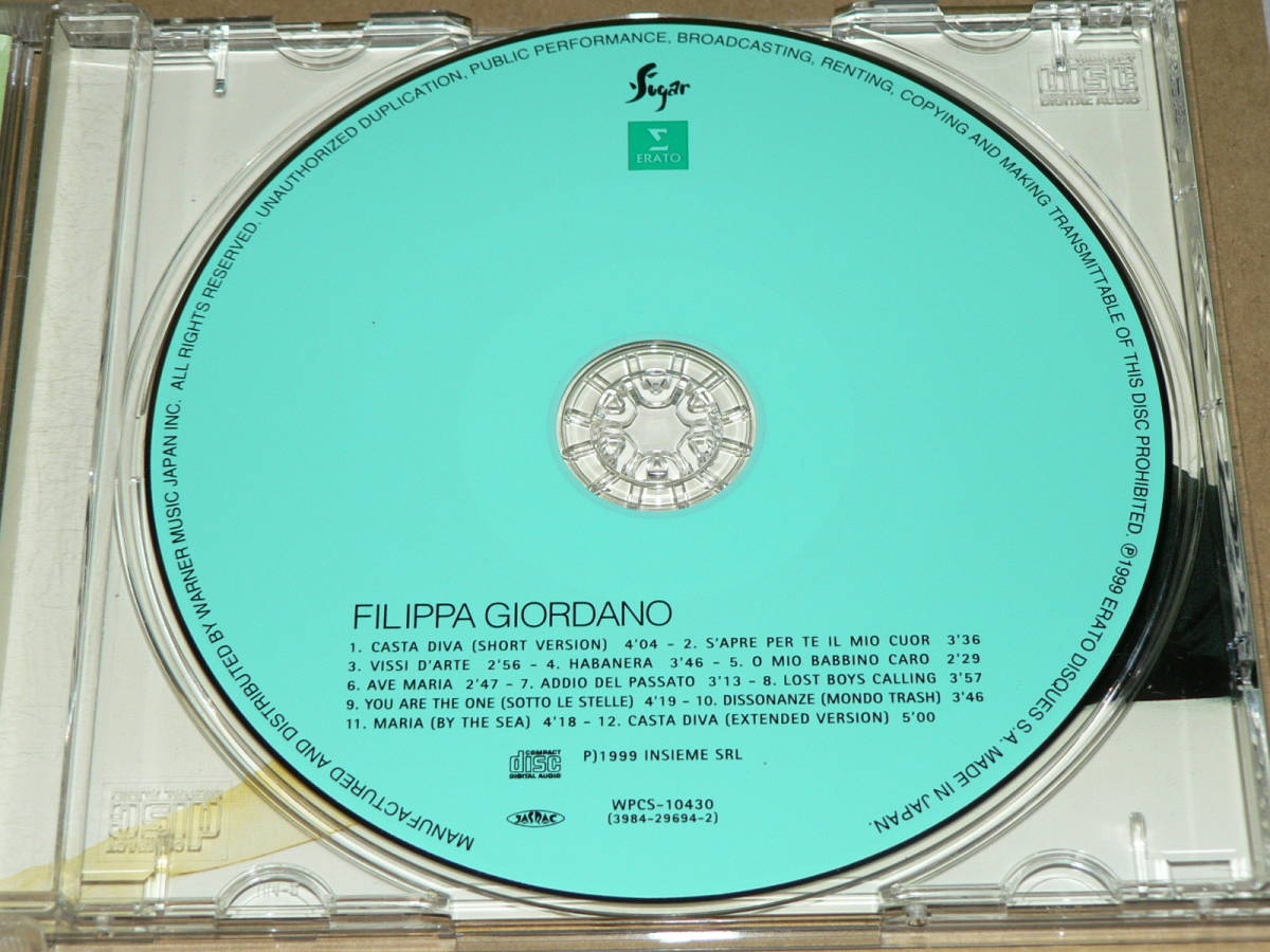 CD／「フィリッパ・ジョルダーノ」（ソプラノ）　イタリアが、ヨーロッパが、世界が夢中！　’00年盤／帯付き、美盤_美盤