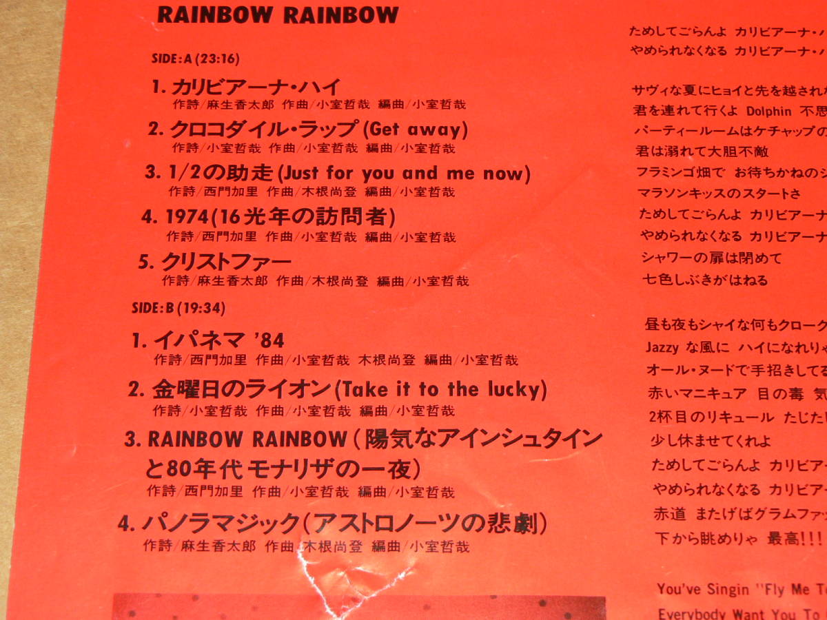 LP／TMネットワーク（小室哲哉、宇都宮隆、木根尚登）「RAINBOW RAINBOW」ピンナップ付き'84年盤／帯なし、美盤、全曲再生良好 日本代购,买对网