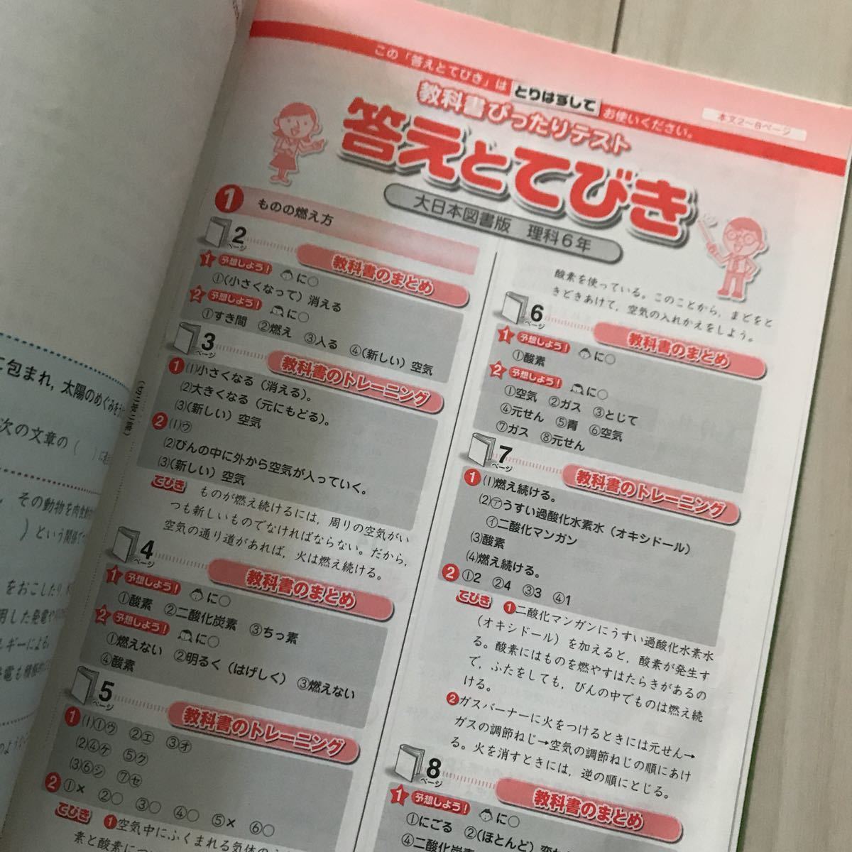 大日本図書版◆たのしい理科　完全準拠　理科6年上教科書ぴったりテスト　オールカラー　書込みなし　巻末折りこみなし_画像4