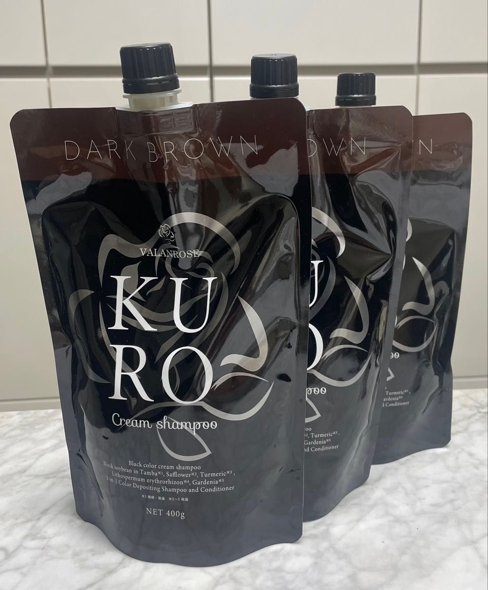 VALANROSE KURO クリームシャンプー ダークブラウン 400g 3個セット