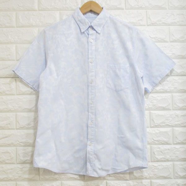 【トゥモローランド】シャドー迷彩柄！◆半袖シャツ(水色) 日本製◆Lサイズ_画像2