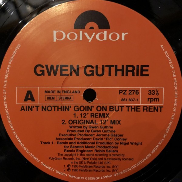Gwen Guthrie / Ain't Nothin' Goin' On But The Rent (1993 Remix)_画像2