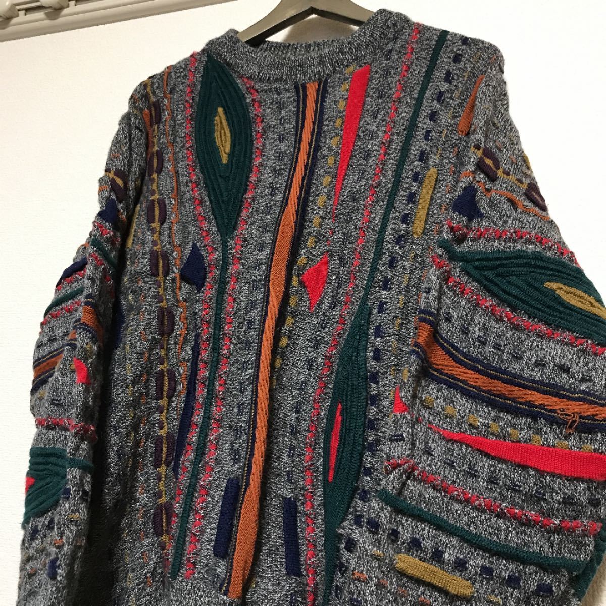 CORSINI 90's 幾何学模様 3Dニット セーター M 毛100% - トップス CORSINI 90's 幾何学模様 3Dニット セーター M 毛100% - トップス