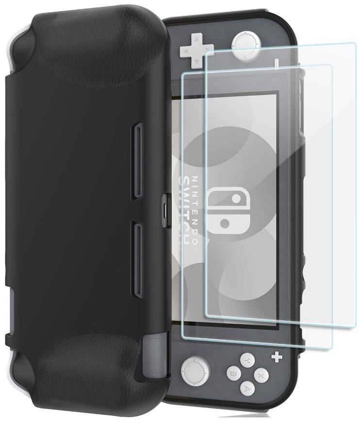 Nintendo Switch ガラスフィルム Switch スキンケース [強化ガラス3枚を含め] スリム ソフトTPU カバー 耐衝撃 傷防止 バンパ 収納袋付き
