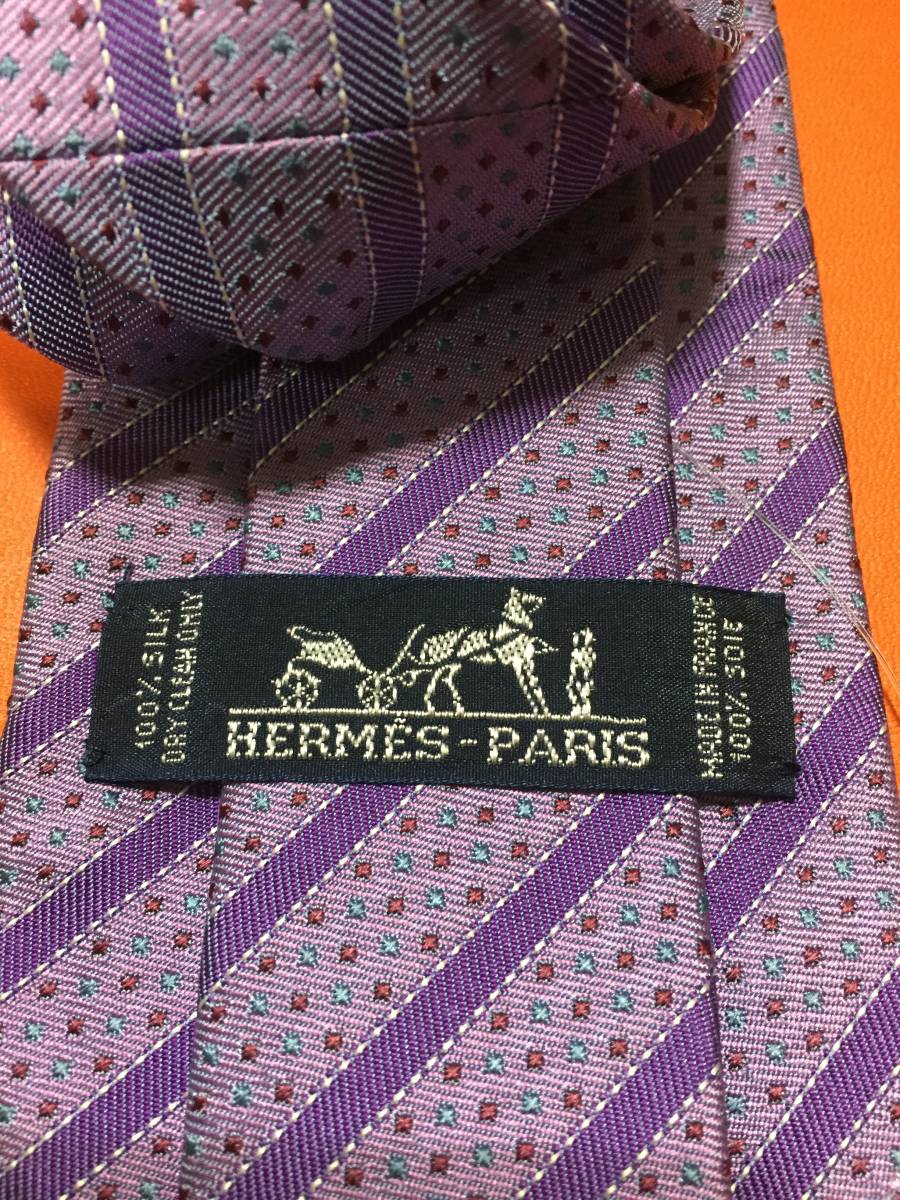 【質屋 尾張屋商店 東京】 ☆未使用☆ エルメス 正規品 HERMES ネクタイ 玉虫 パープルカラー_画像5