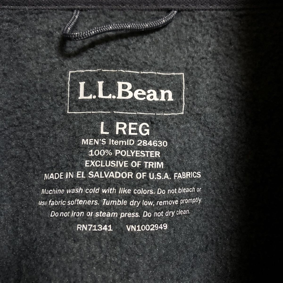 【大人気】L.L.Bean エルエルビーン 刺繍ロゴ ポーラテック 縦ポケット 裾ドローコード ジップアップ フリースジャケット ブルゾン L 古着