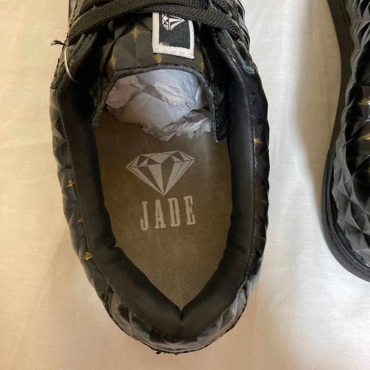 25.5cm 新品 JADE ジェイド JD7116 スニーカー ダンス シューズ メンズ 男性 ブランド 黒 靴 マドラス ダイヤ柄 型押し 牛革 GLANZ 革 25.5_画像6