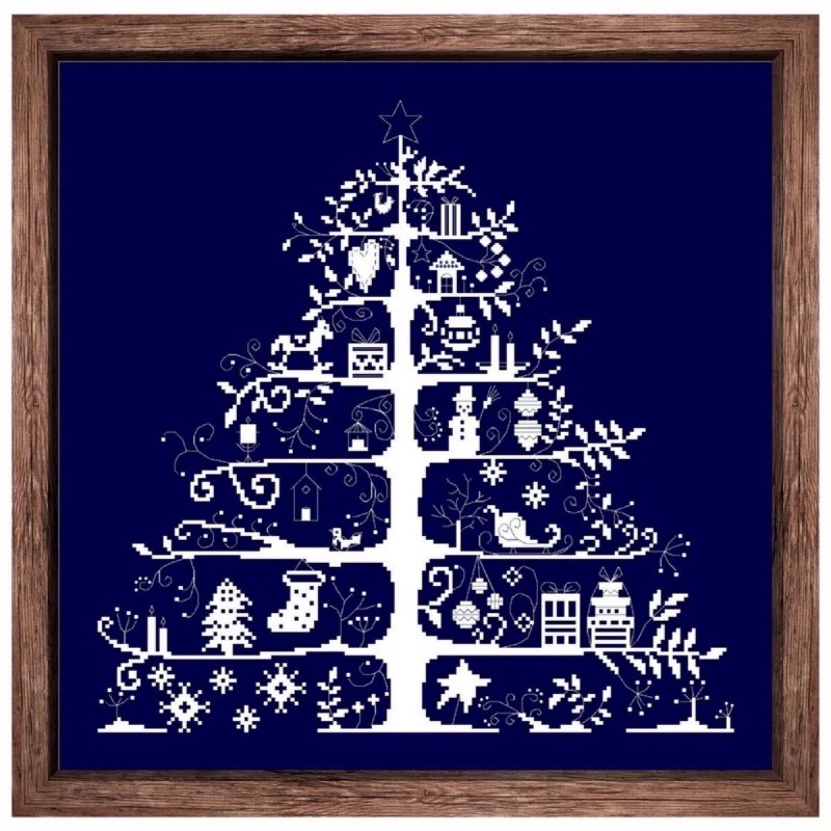 【再入荷！】クロスステッチ　刺繍キット　クリスマスツリー　白　もみの木