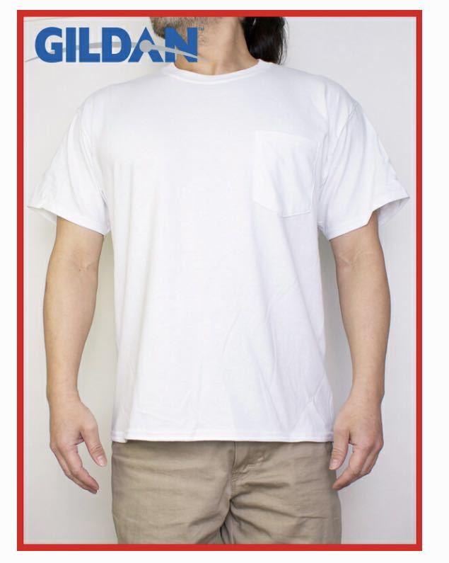 ギルダン 新作グッ GILDAN ポケット Tシャツ メンズ 白 M サイズ お値打ち価格で #2300 Short Cotton T-Shirt半袖 Pocket oz Ultra Sleeve 6.0