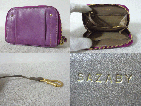  Sazaby SAZABY кожаный салон - тянуть фиолетовый кошелек для мелочи . ячейка для монет 
