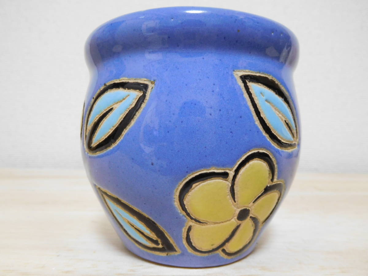 K71-12S 花器小　花瓶小　陶器　花柄　中古　高さ約9.2ｃｍ　（16）_画像2