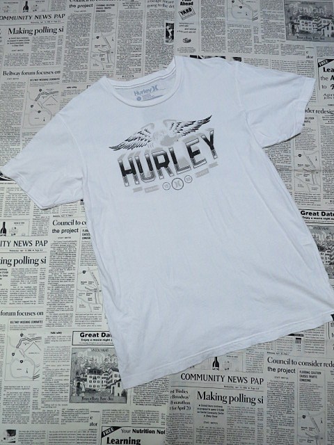 ハーレー Hurley X Tシャツ 綿100% 半袖 ロゴ 羽 翼 プリント 丸首