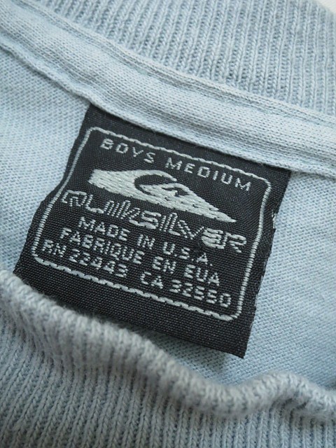 クイックシルバー QUIKSILVER Tシャツ アメリカ製 半袖 ロゴプリント キッズ 子供服 M ブルーグレー X-003927 ゆうパケットの画像9