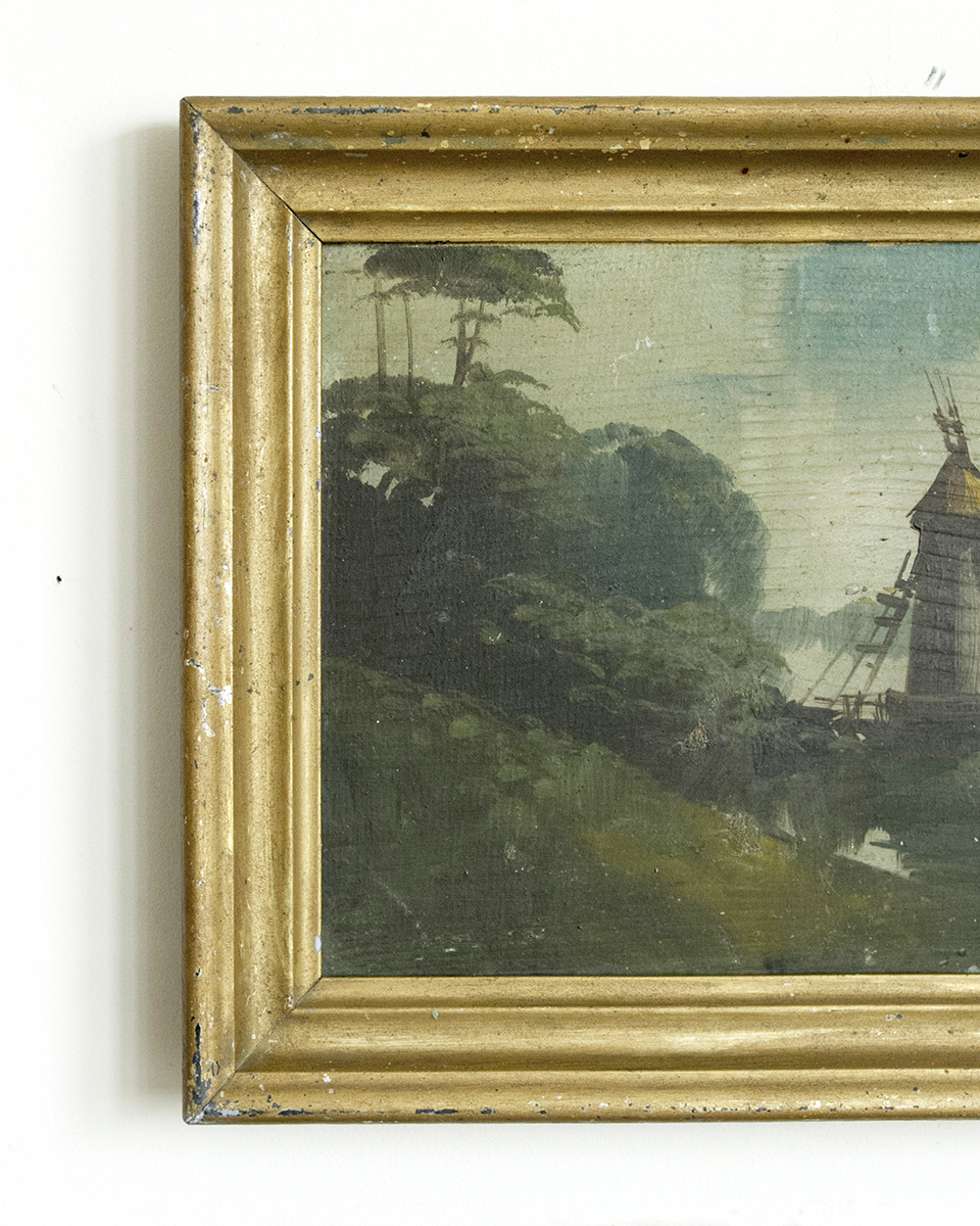 フランス アンティーク 油絵 絵画 フレーム 金彩 デコラティブ 冬の