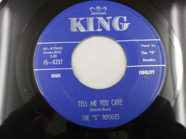 【SOUL ７”】THE ”5”ROYALES / TELL ME YOU CARE、WONDER WHERE YOUR LOVE HAS GONE _画像2