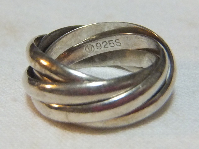 11 номер 6.63 грамм [0 внутри .V 925S] печать 5 полосный кольцо серебряное кольцо для мужчин и женщин Vintage простой дизайн *