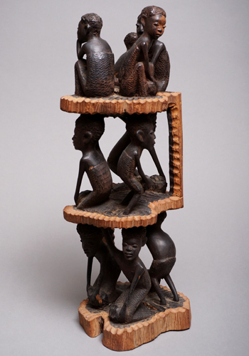 上品】 アフリカ タンザニア マコンデ 52cm 木彫り 立像 黒檀 一刀彫