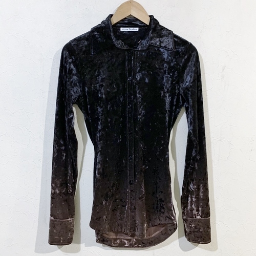 Acne Studious アクネステュディオズ 20AW Chocolate/dark Brown Gradient Velvet Shirt シャツ ブラック ブラウン XS【代官山k12】