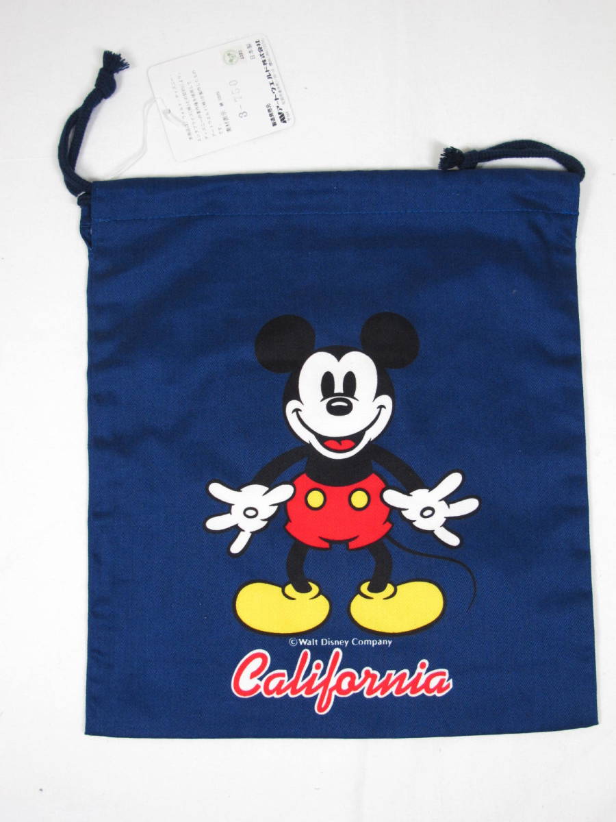 ミッキーマウス　Mickey Mouse 巾着袋 紺色 ★ 約３0×２6㎝　給食袋　新品 未使用 ★ 巾着 雑貨 小物入れ_画像2