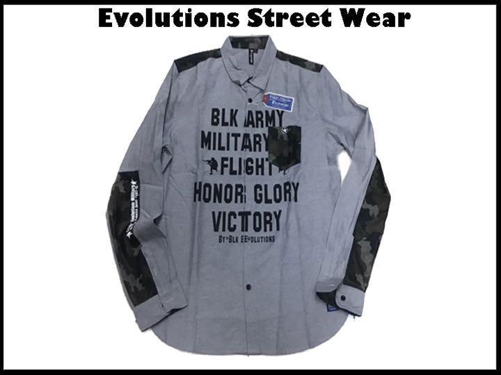 新品 正規品　ワークミリタリーシャツEvolution Street Wear LS Shirt ロングスリーブシャツ（Brooklyn Newyork) XL_画像1