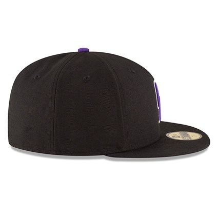 USA正規品 「7.3/8」 新品 Newera ニューエラ オーセンティック 59FIFTY 公式モデル ROCKIES コロラド ロッキーズ 黒 ムラサキ 送料無料_画像6