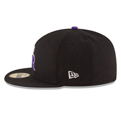 USA正規品 「7.3/8」 新品 Newera ニューエラ オーセンティック 59FIFTY 公式モデル ROCKIES コロラド ロッキーズ 黒 ムラサキ 送料無料_画像5