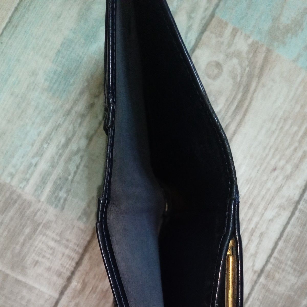 COACH コーチ ブラック レザー がま口 財布 二つ折り 本革 折り財布 黒