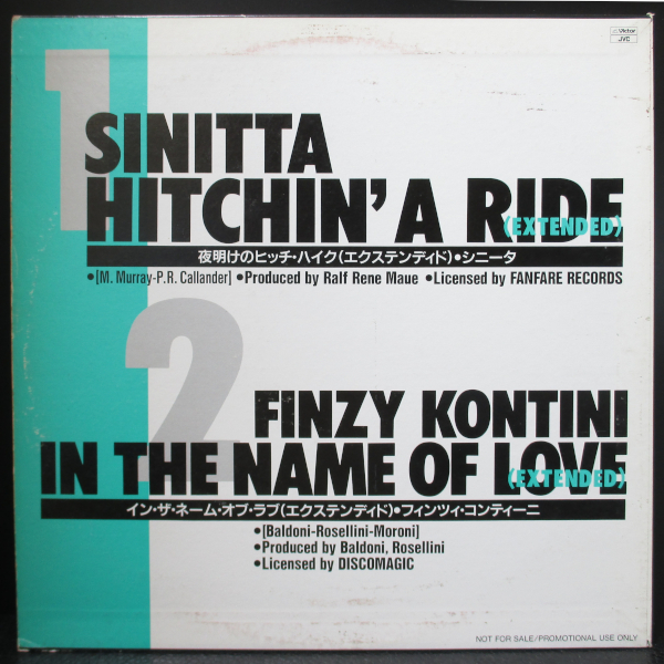 【12”/Disco/Hi-NRG】Sinitta - Hitchin' A Ride / Finzy Kontini - In The Name Of Love ＜国内プロモ＞ 夜明けのヒッチ・ハイク_画像2