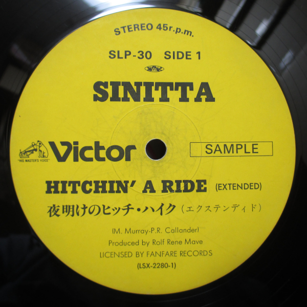 【12”/Disco/Hi-NRG】Sinitta - Hitchin' A Ride / Finzy Kontini - In The Name Of Love ＜国内プロモ＞ 夜明けのヒッチ・ハイク_画像9