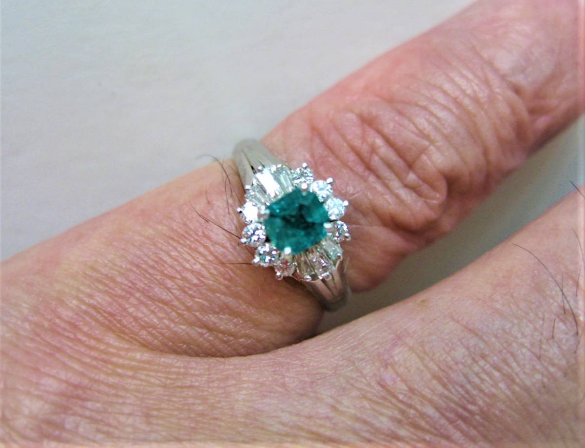 [ Tokyo . middle pawnshop .. san ]Pt900 platinum ring ring emerald 0.34ct diamond 0.23ct d