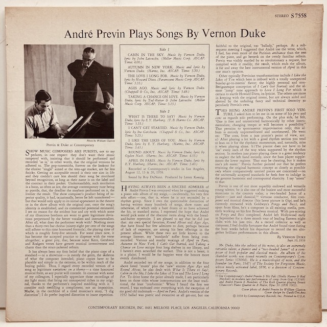 ■即決 Andre Previn / plays Vernon Duke オリジナル Dg STEREO D4D6_画像4