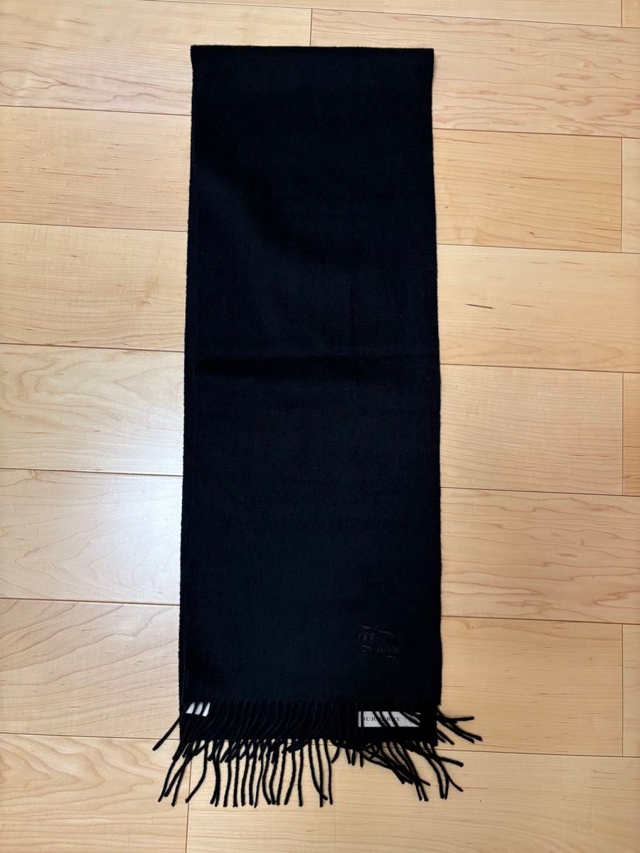 レア 希少 黒 着用 バーバリーロンドン　マフラー　カシミヤ100%　両フリンジ レア 希少 黒 着用 バーバリーロンドン マフラー カシミヤ100% 両